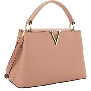 Evve Women's Soft Pink Satchel Bag with Crossbody Strap & Zip Pocket